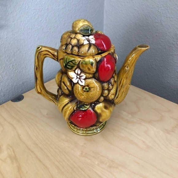 1960's Inarco Japan Stacked Apples Chocolate Tea Pot - Picture 2 of 7